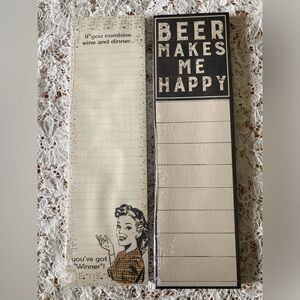 NWT magnetic Notepads WINE & BEER Fun Novelty Pair 9 1/2” x 2 3/4” GREAT…